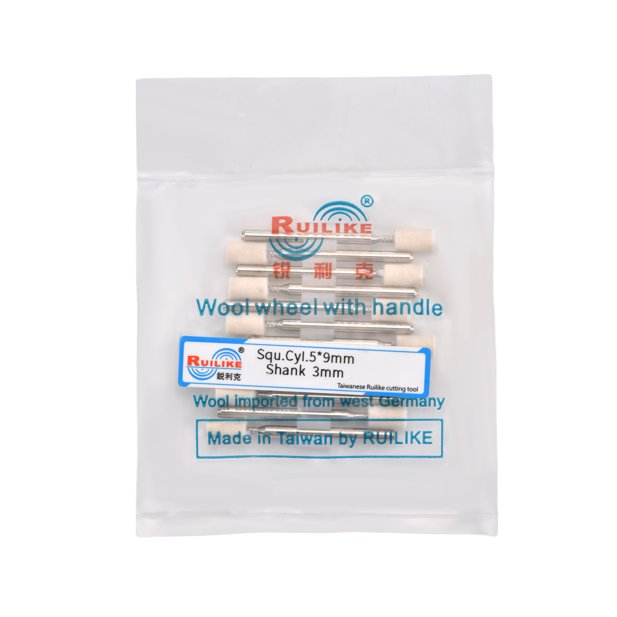 Wool wheel with handle square cylinder 5*9mm shank 3mm - Image 2