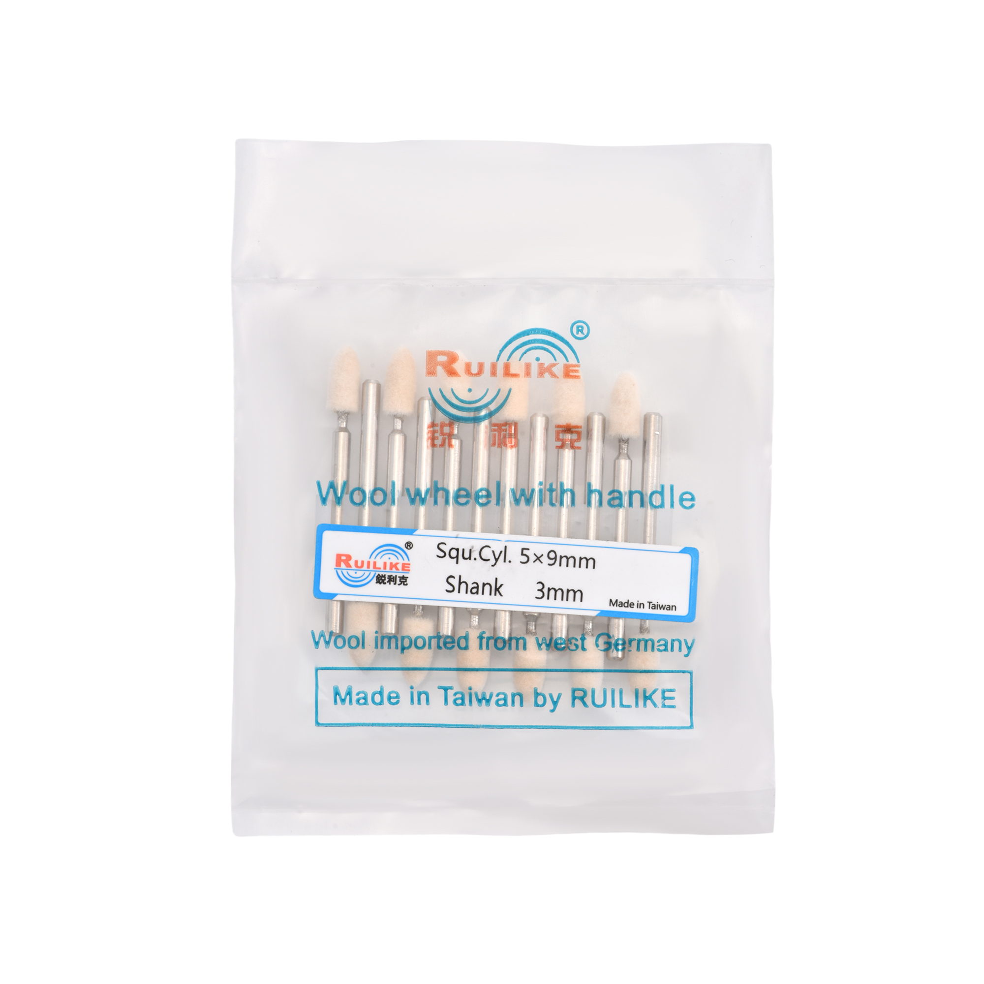 Wool wheel with handle square cylinder 5*9mm shank 3mm - Image 2