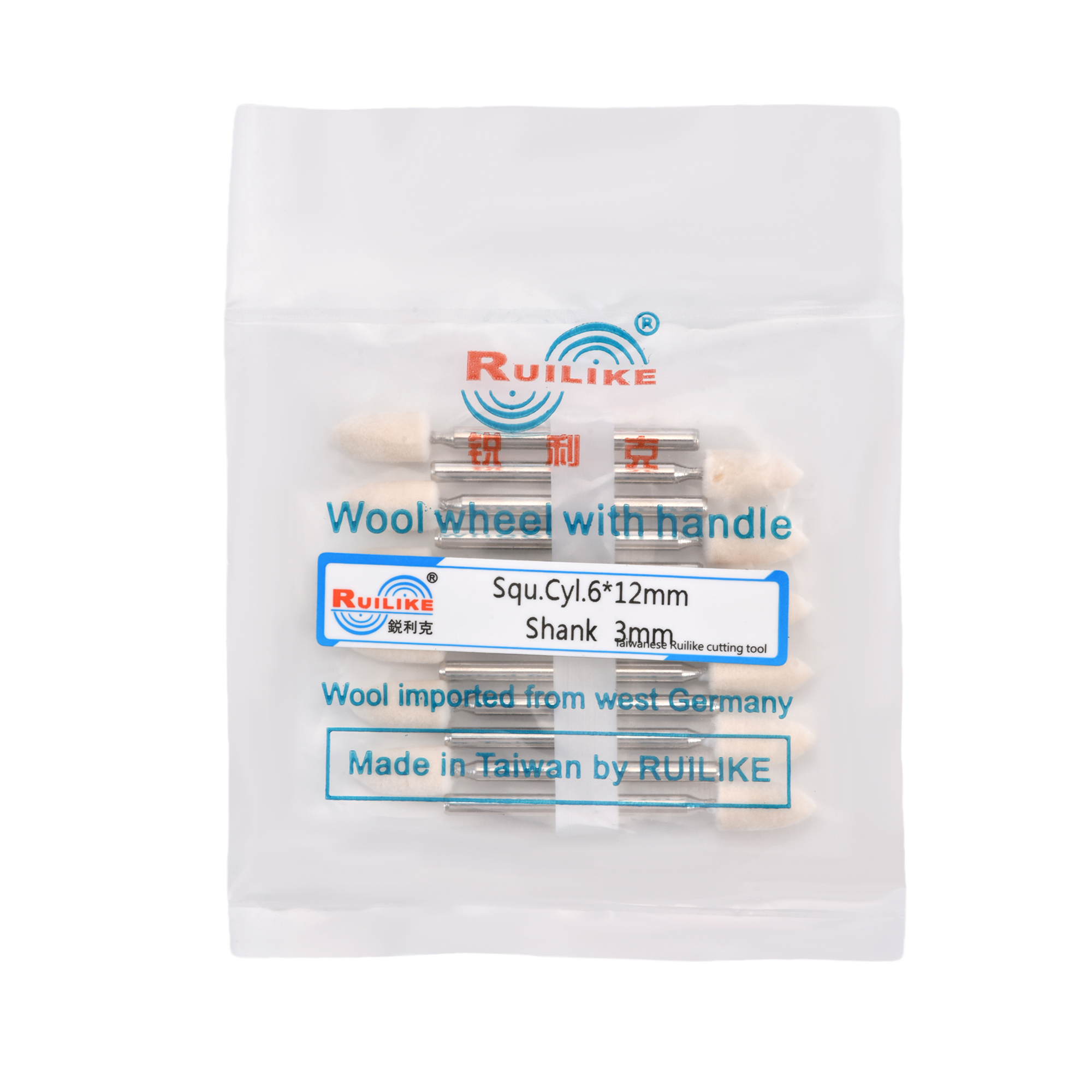 Wool wheel with handle square cylinder 6*12mm shank 3mm - Image 2